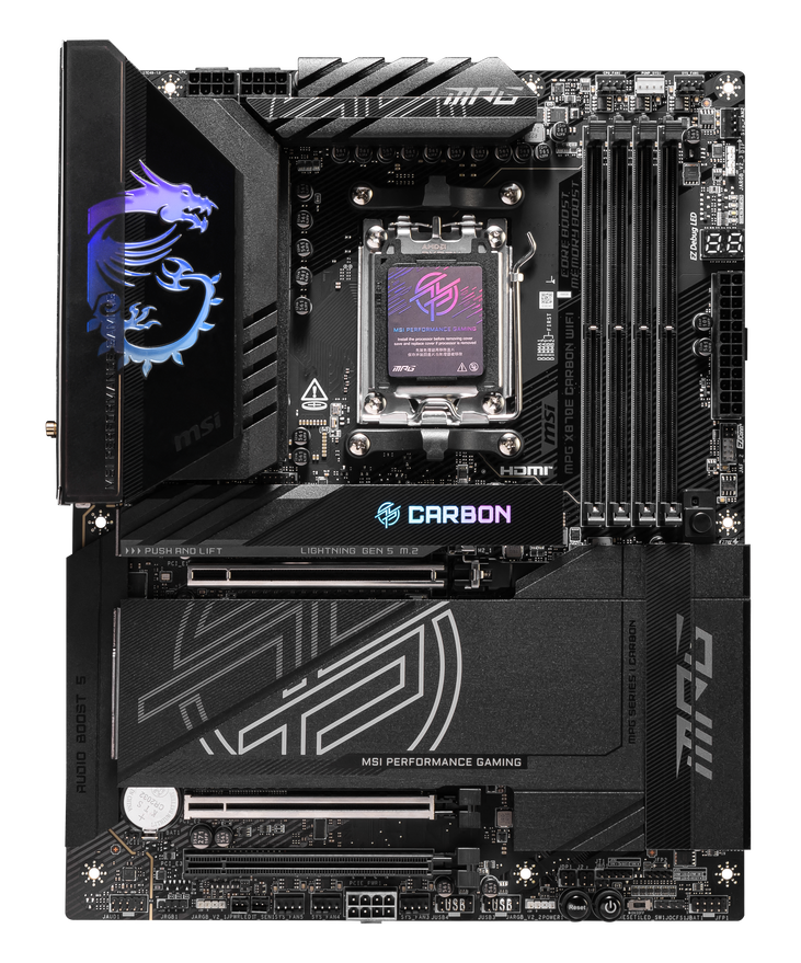 MSI MPG X870E Carbon WiFi motherboard, Socket AM5, AMD X870E, ATX, DDR5 image number 1