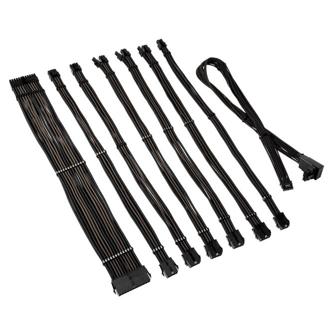 Kolink Core Pro Braided Cable Extension Kit 12V-2x6 Typ 2 - Jet Black/Gunmetal Grey image number 1