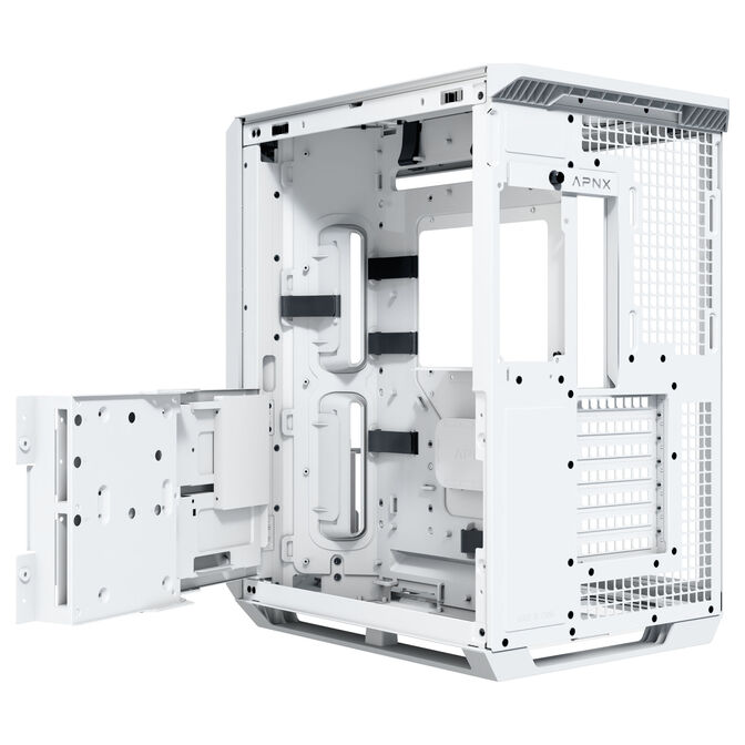 APNX V1 PC Case, Mid Tower, ATX, Tempered Glass &ndash; White image number 9