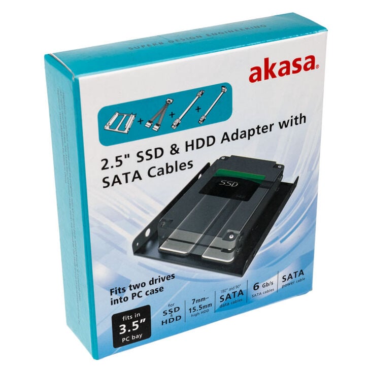 Akasa Dual 2.5 Inch SSD & HDD Adapter for 3.5 Inch with SATA Cable image number 3