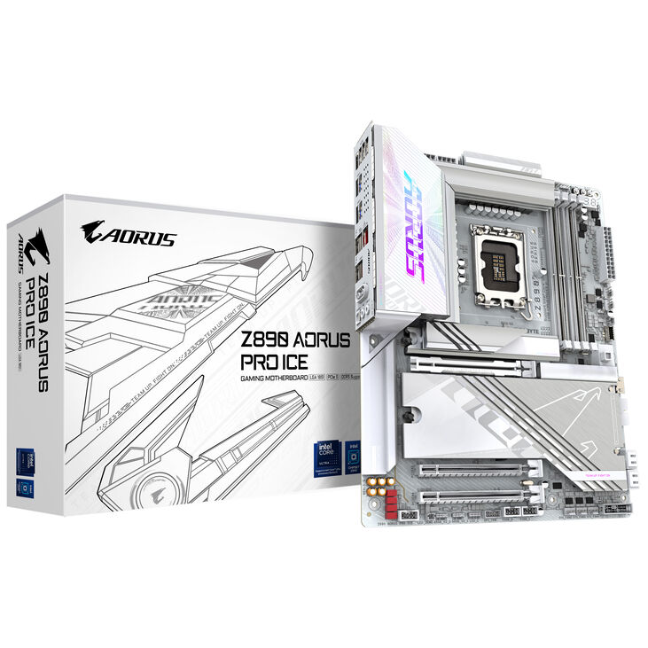 GIGABYTE Z890 AORUS Pro ICE Mainboard, Sockel LGA 1851, Intel Z890, ATX, DDR5 image number 0