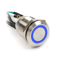Impactics Vandalism button 19mm, IP67, blue LED - silver