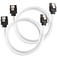 Corsair Premium Sleeved SATA-Kabel, wei&szlig; 60cm - 2er Pack