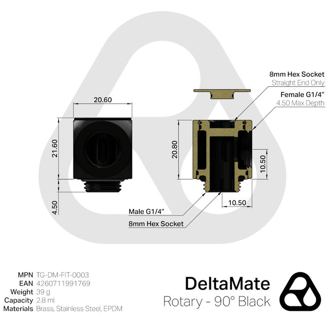 Thermal Grizzly DeltaMate Rotary - 90 Grad, schwarz image number 3