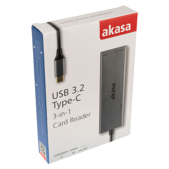 Akasa USB 3.2 Gen1 Type-C 3-in-1 Card Reader - silver image number 4