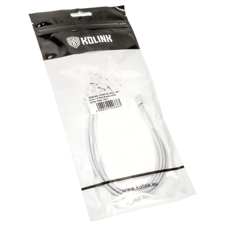 Kolink 1-4 PWM Fan Splitter Cable - 35cm, braided, white image number 2