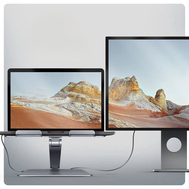 AXAGON HMC-STND Ständer für Laptops und Tablets, USB-C-Hub - silber image number 5