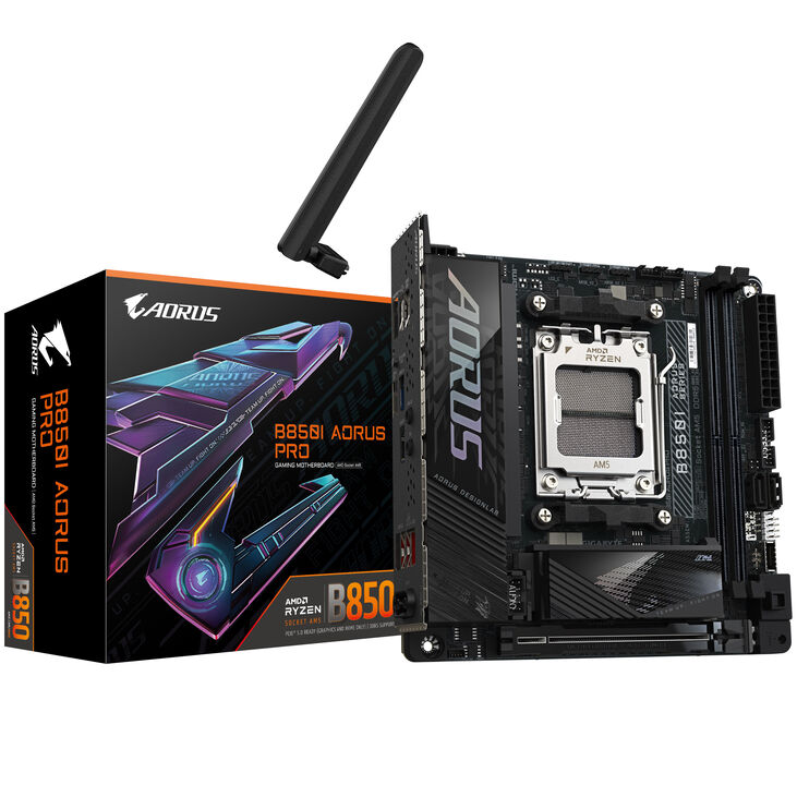 GIGABYTE B850I Aorus Pro motherboard, socket AM5, AMD B850, Mini-ITX, DDR5 image number 0