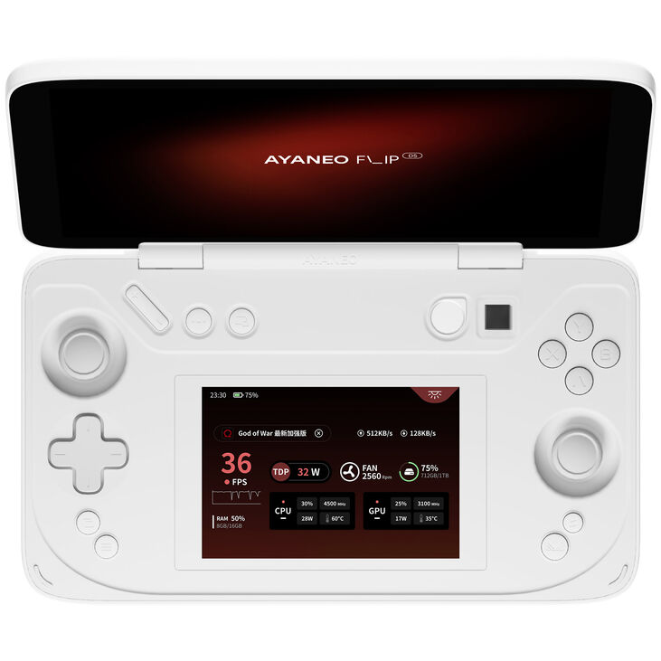 Ayaneo Flip DS Handheld Konsole – AMD Ryzen 7840U, 16 GB LPDDR5X, 512 GB SSD, Milky White image number 0