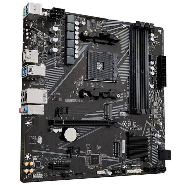 GIGABYTE B550M K motherboard, Socket AM4, AMD B550, Micro-ATX, DDR4 image number 1