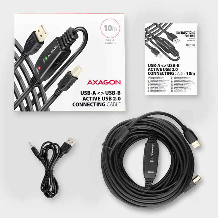 AXAGON ADR-210B aktives USB 2.0 Verbindungskabel, USB-A auf USB-B - 10m image number 2
