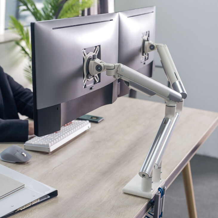 Alterzone Arm Duo USB Aluminium Monitorhalterung - weiß, 2x USB-Typ-A image number 2