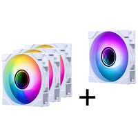 PHANTEKS "4-Pack" 1x M25 Gen2 PWM D-RGB Fan & 3-Pack Reverse Blade Fans, 120mm - White