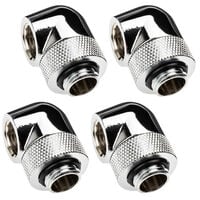 XSPC Adapter 90 Degree G1/4 inch Male to G1/4 inch Female - Rotatable, chrome, Pack of 4