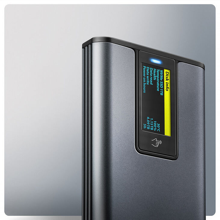 AXAGON EEM2-SD2 Externes M.2/SATA Gehäuse mit Display - grau image number 4