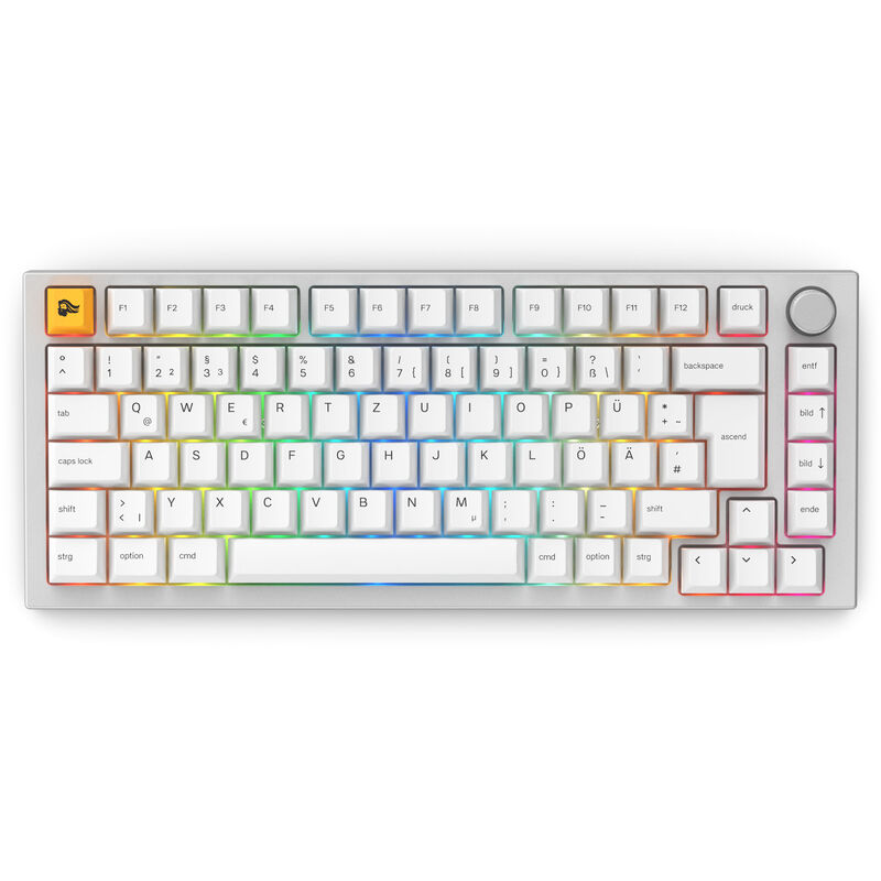 Glorious GMMK Pro Gaming Tastatur, Hot-Swap, RGB - Glorious Fox Switch, ISO (DE), Weiß, Pre-built