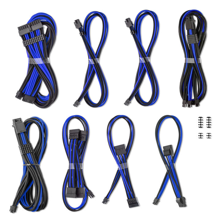 CableMod C-Series Pro ModMesh Sleeved 12V-2x6 12VHPWR Dual StealthSense Cable Kit for Corsair RMi, RMx (Black Label) - black/blue image number 1