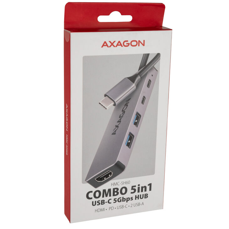 AXAGON HMC-5H60 5-in-1-Hub - 1x USB-C, 3x USB-A, HDMI, Power Delivery image number 3