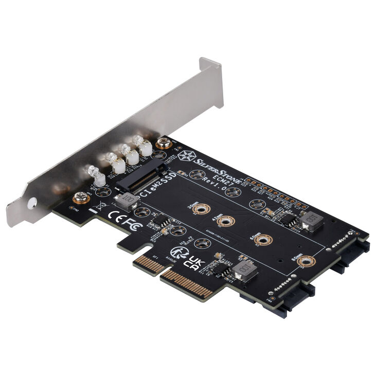 Silverstone SST-ECM27 M.2/SATA Adapterkarte, PCIe 4.0, 1x M-Key, 2x SATA 6G - Low Profile image number 2