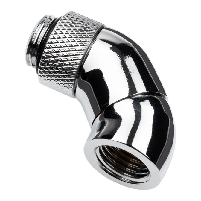 Alphacool Eiszapfen Winkeladapter 45 Grad doppel drehbar G1/4 AG auf G1/4 IG - chrome image number 0