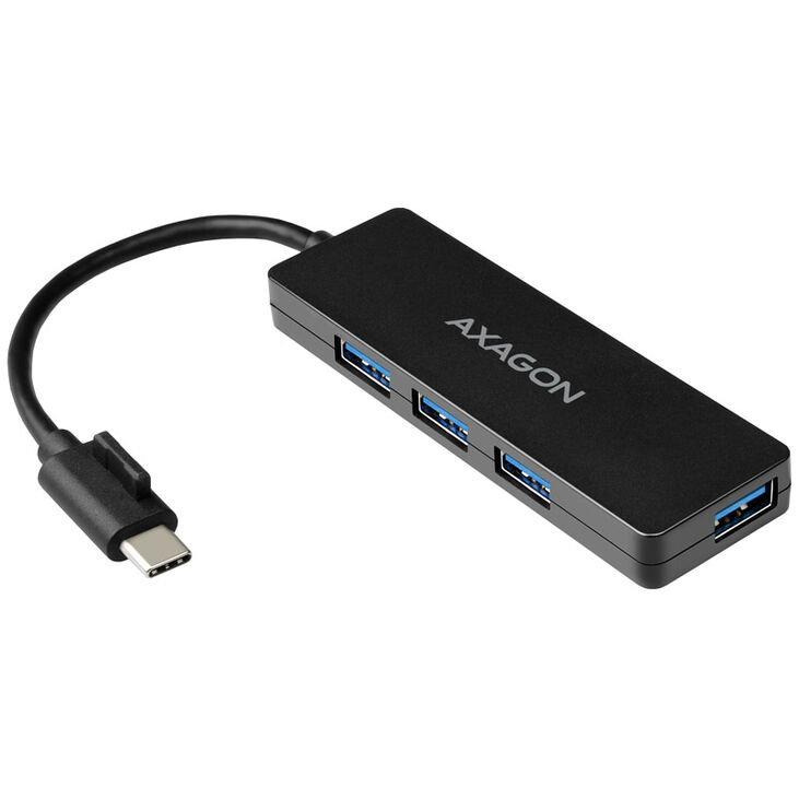 AXAGON HUE-G1C Superspeed USB-C Slim Hub, 4x USB 3.0 - 14cm, black image number 1