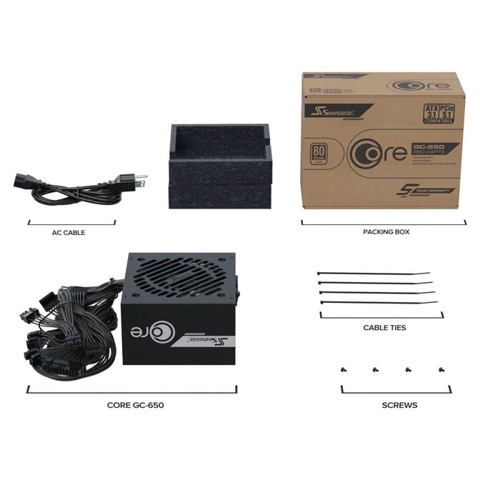 Seasonic CORE GC-850 850W 80 PLUS Gold Netzteil, PCIe 5.1, ATX 3.1 - 850 Watt, schwarz image number 13