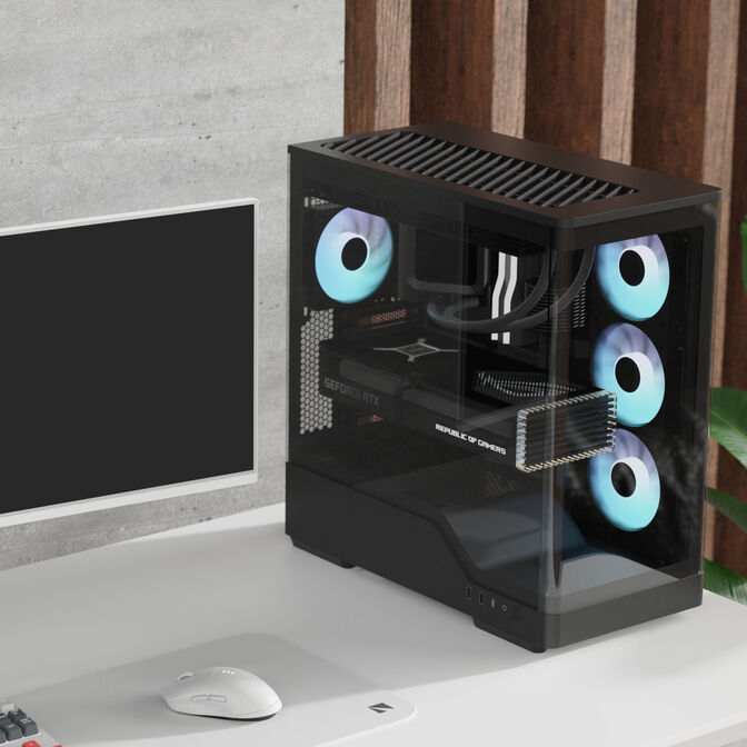 Aerocool P500A PC-Geh&auml;use, Midi-Tower, ATX, Tempered Glass, RGB - schwarz image number 2