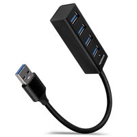 AXAGON HUE-M1A Superspeed USB-A Mini Hub, 4x USB 3.0 - 20cm, black