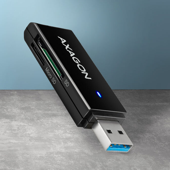 AXAGON CRE-S2N Cardreader USB-A 3.2 Gen 1, SD, microSD - schwarz image number 1