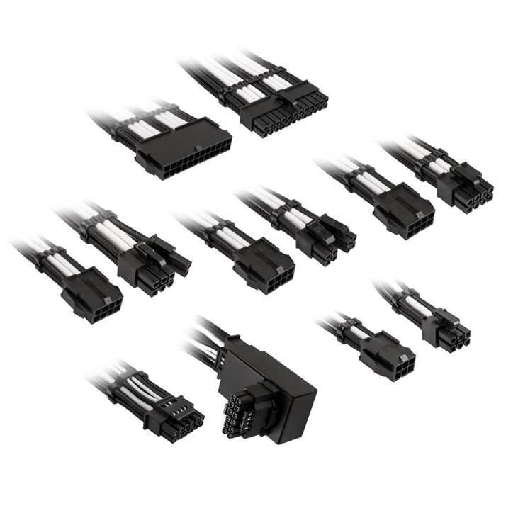 Kolink Core Pro Braided Cable Extension Kit 12V-2x6 Typ 1 - Jet Black/Brilliant White image number 0