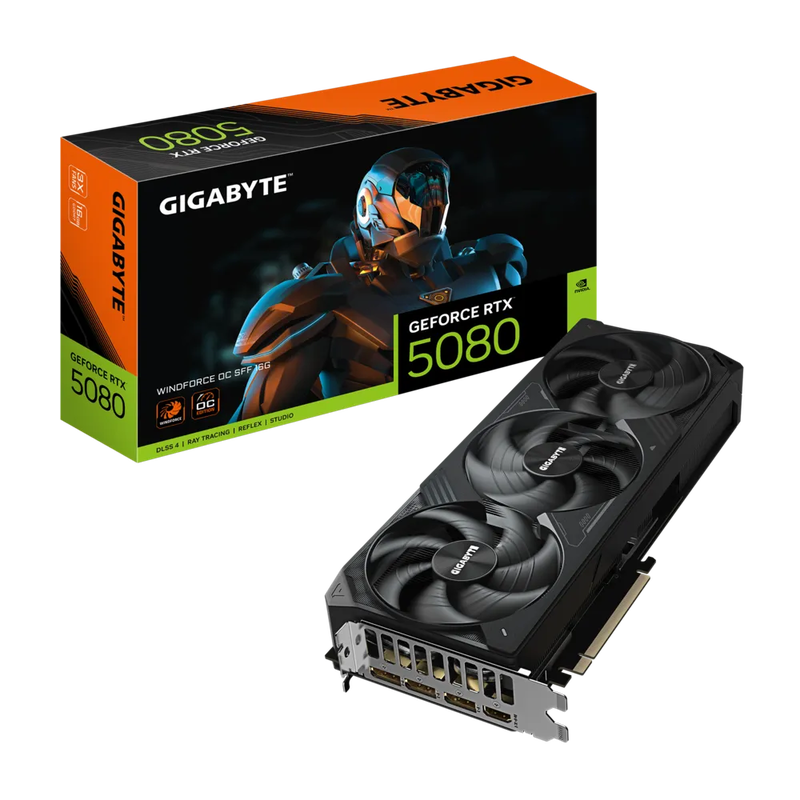 GIGABYTE GeForce RTX 5080 Windforce OC SFF 16G, 16384 MB GDDR7 Graphics Card GIGABYTE GeForce RTX 5080 Windforce OC SFF 16G, 16384 MB GDDR7