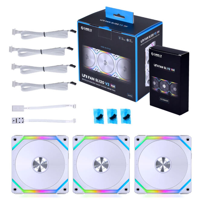 Lian Li UNI FAN SL120 V2 ARGB PWM L&uuml;fter, 3er Pack - 120mm, wei&szlig; image number 9