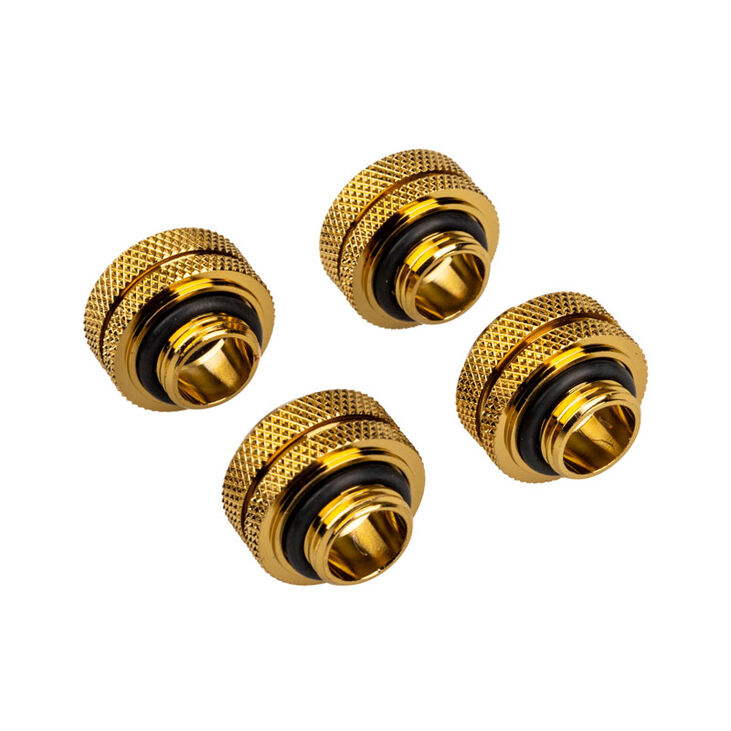 Corsair Hydro X Series XF Hardline fitting straight G1/4 to 14mm OD hard tube - 4 pack, gold image number 1