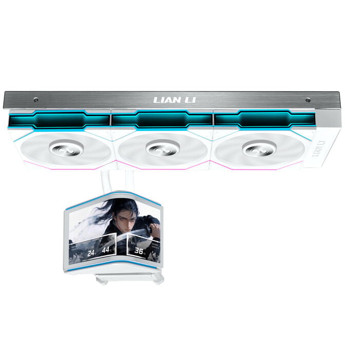Lian Li HydroShift II OLED Curved 360 UNI FAN TL AiO Water Cooling, 360 mm, OLED Display, TL-FLEX Fans - White image number 1