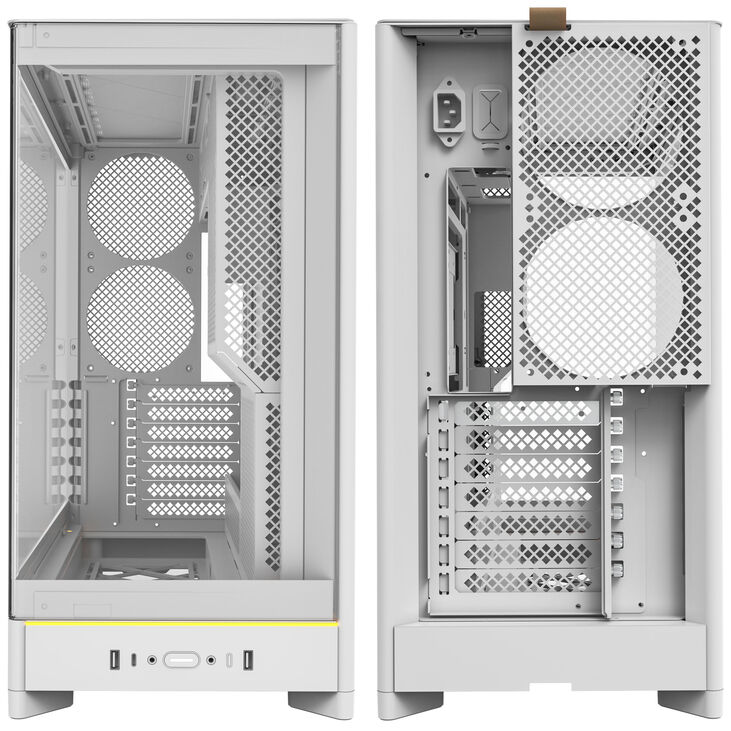 Montech HS02 PC Case, Midi Tower, ATX, Tempered Glass, ARGB - White image number 6