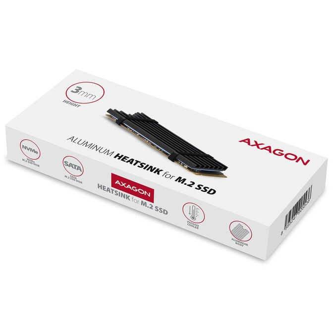 AXAGON CLR-M2L3 passiver M.2-SSD-K&uuml;hlk&ouml;rper - 2280, 3 mm H&ouml;he, Aluminium, schwarz image number 5