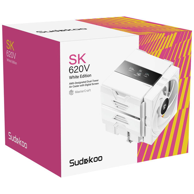 Sudokoo SK620V CPU Cooler, Dual Tower - 2x 120mm, white image number 8