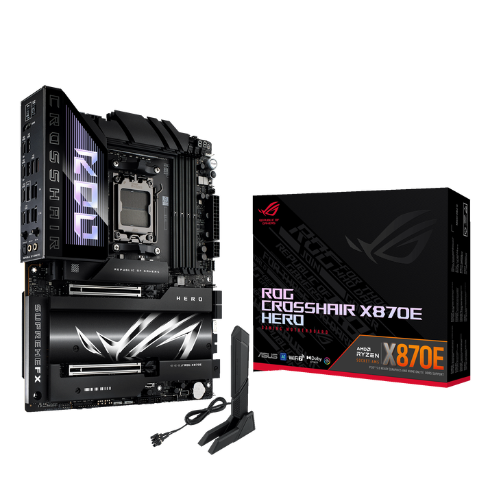 ASUS ROG Crosshair X870E Hero Mainboard, AMD X870E, Sockel AM5, DDR5 image number 0