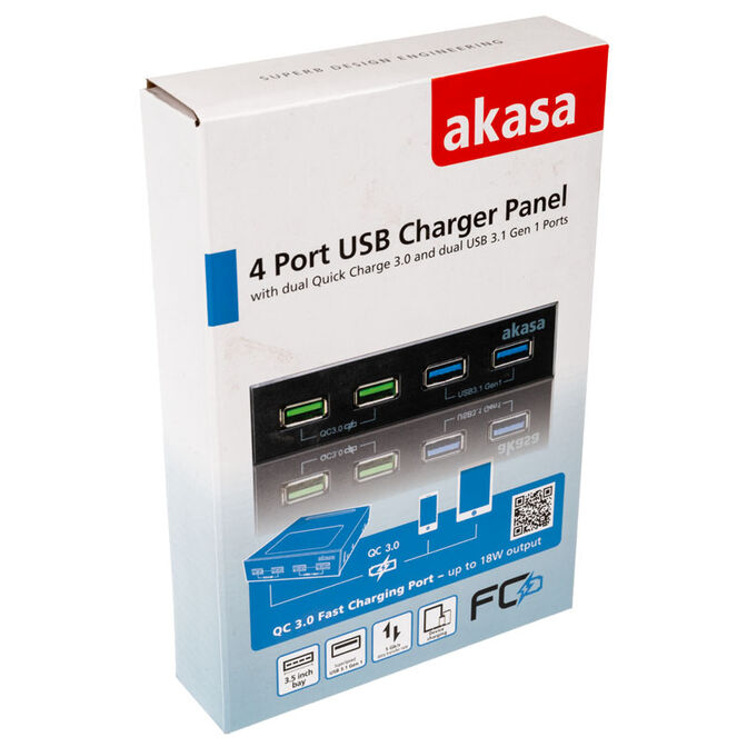 Akasa USB 3.1 Gen2 and Quick Charge Panel 3.5 inch - black image number 4