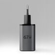 AXAGON ACU-PQ67D GaN Charger, USB-C Power Delivery 3, USB-A Quick Charge 4 - grey image number null