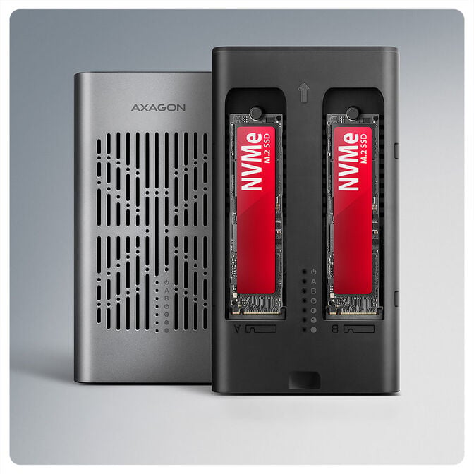 AXAGON AXAGON EEM2-20GD External SSD Enclosure, for 2x NVMe SSDs - grey image number 2