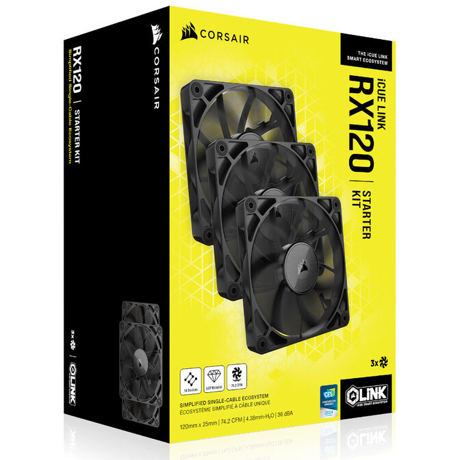 Corsair iCUE LINK RX120 Series, PWM L&uuml;fter 3er Pack - 120 mm, schwarz image number 9