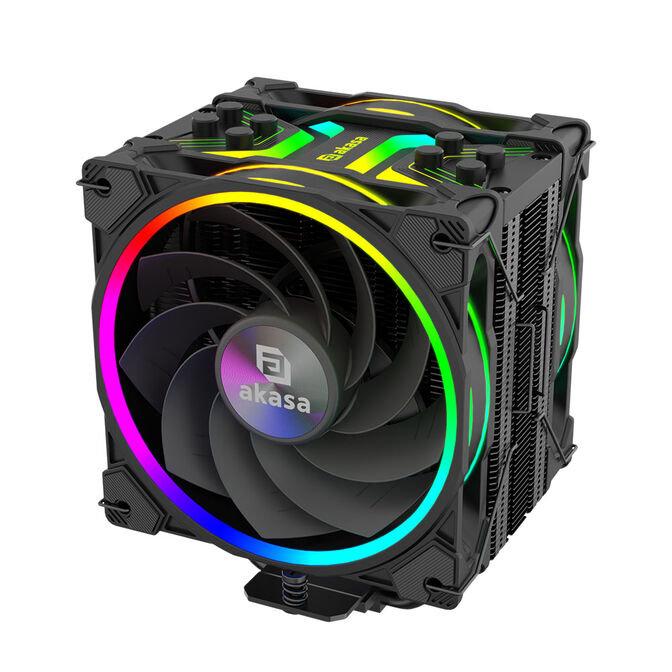 Akasa SOHO H4 Plus CPU cooler & AR12 reverse fan, RGB - black image number 0