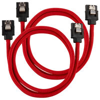 Corsair Premium Sleeved SATA-Kabel, rot 60cm - 2er Pack