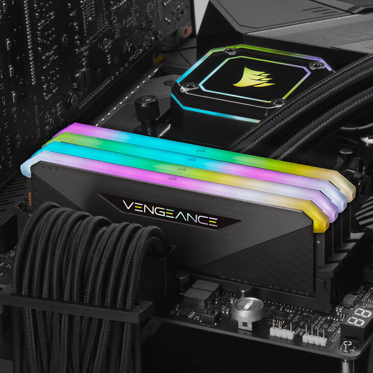 Corsair Vengeance RGB RT DDR4-3600 RAM, CL18, XMP - 32 GB Quad-Kit, black image number 5