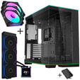 Lian Li O11 Dynamic EVO RGB PC Case Bundle + HydroShift II LCD-S 360TL AiO + 3x UNI FAN SL-INF 120 Reverse Blade Fans - Black image number null