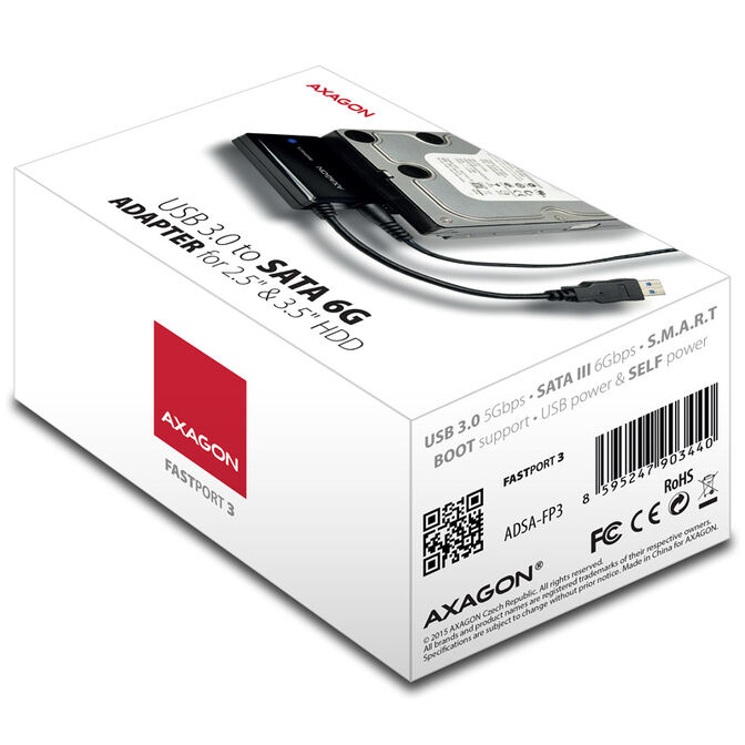 AXAGON ADSA-FP3 FASTPort3 Adapter, USB3.0, HDD/SSD/ODD, SATA 6G - Netzteil image number 4