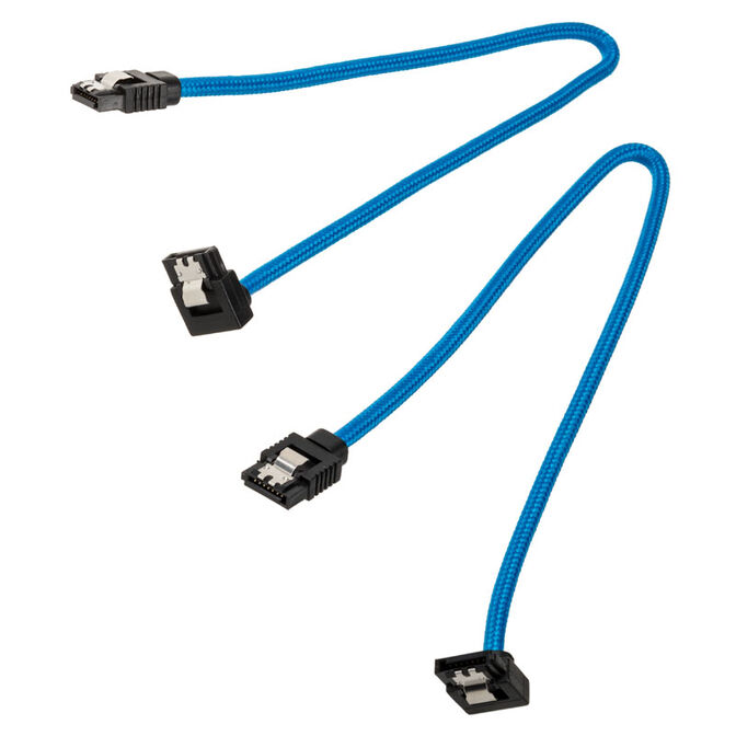 Corsair Premium Sleeved SATA cable angled, blue 30cm - 2 pack image number 1