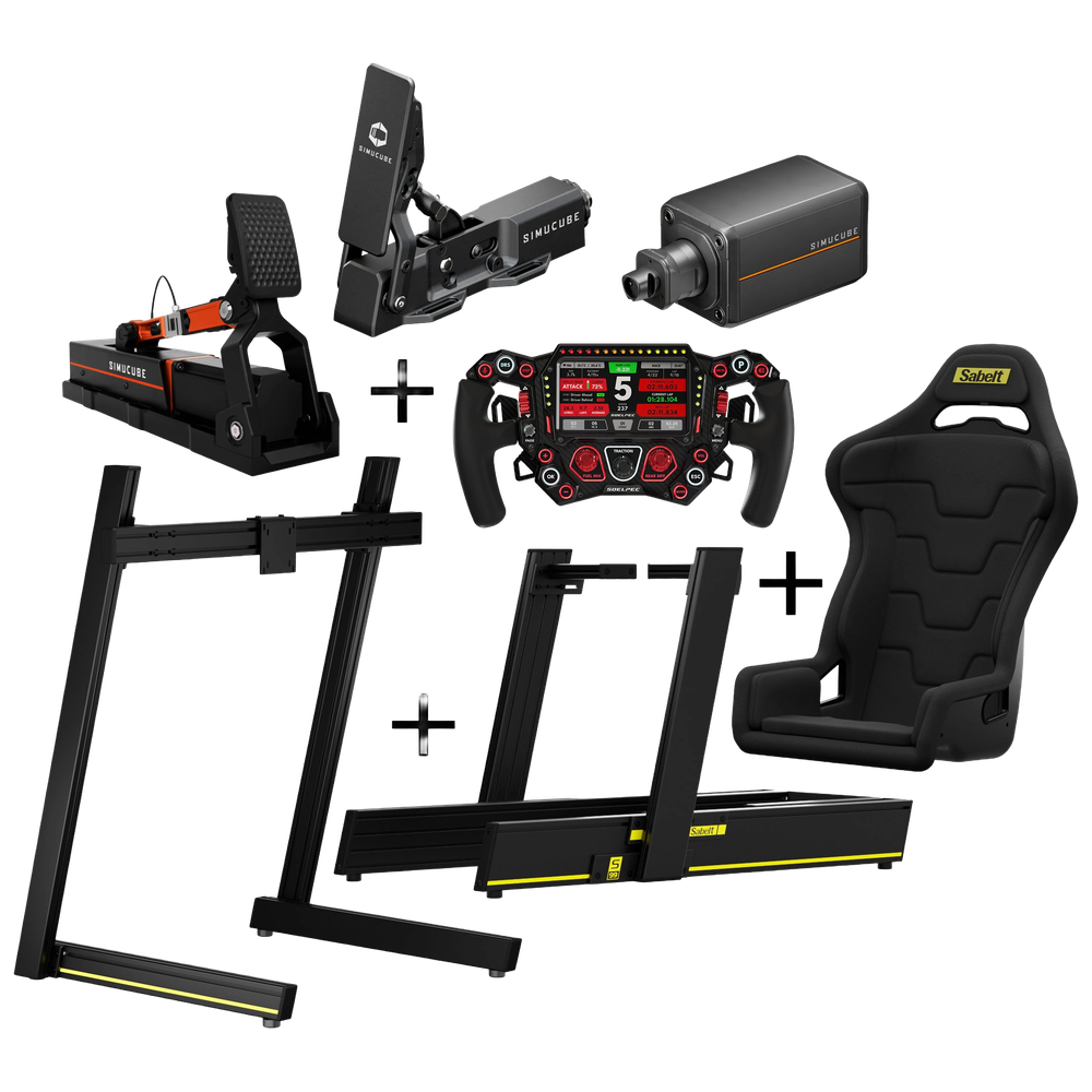 Platin-Bundle: Simucube 3 Ultimate, ActivePedal Ultimate mit Co-Pedal, SOELPEC Spectra XR Lenkrad und Sabelt S99 Rig
