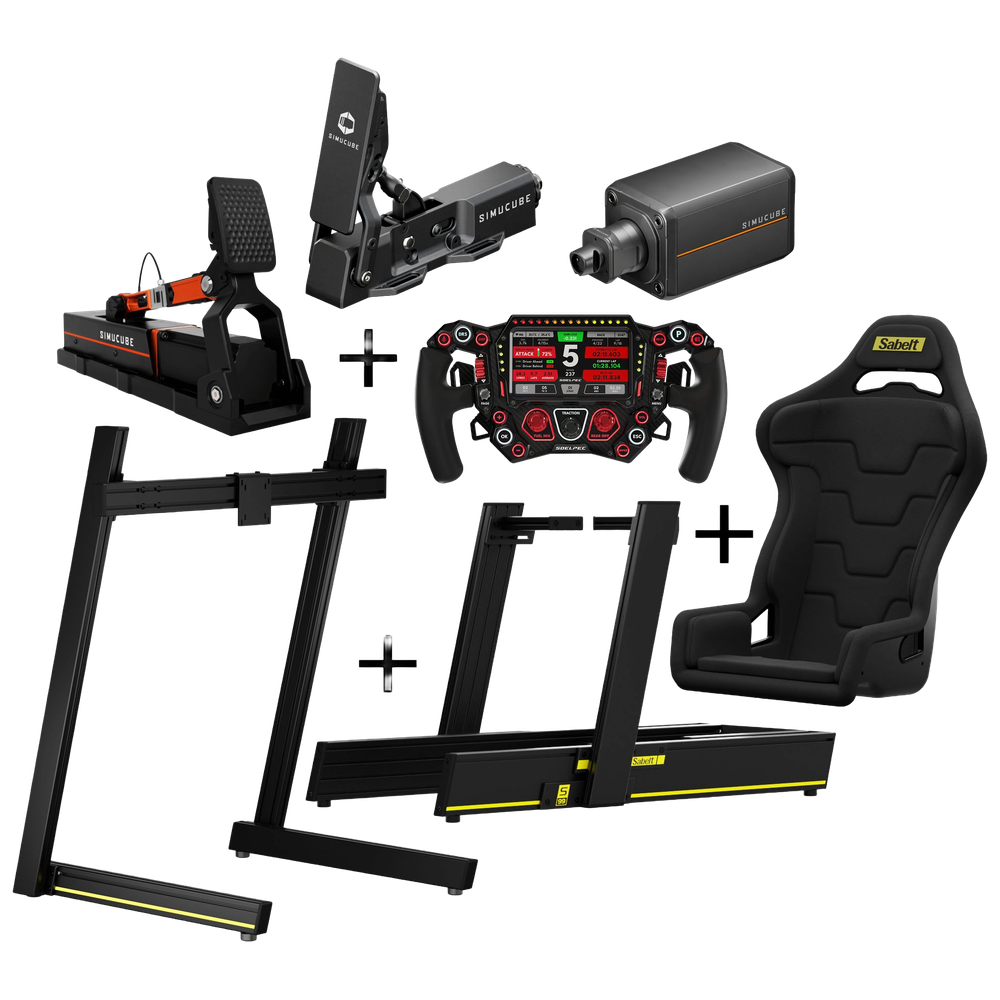 Platin-Bundle: Simucube 3 Ultimate, ActivePedal Ultimate mit Co-Pedal, SOELPEC Spectra XR Lenkrad und Sabelt S99 Rig